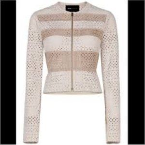 BCBG Perforated Faux Suede Zip Jacket